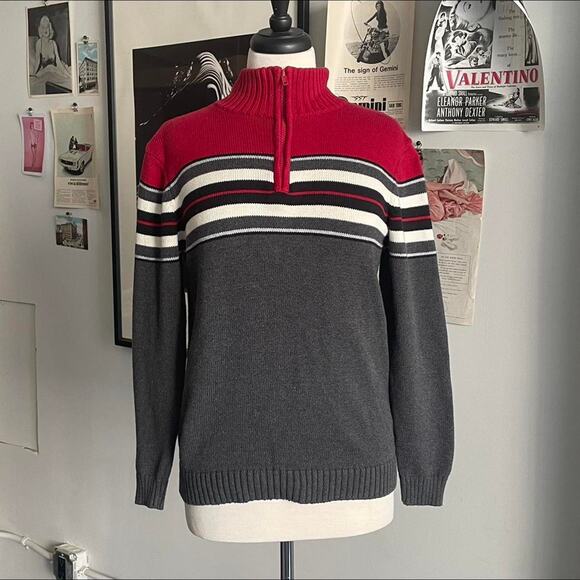 Vintage striped half zip up - Picture 1 of 6